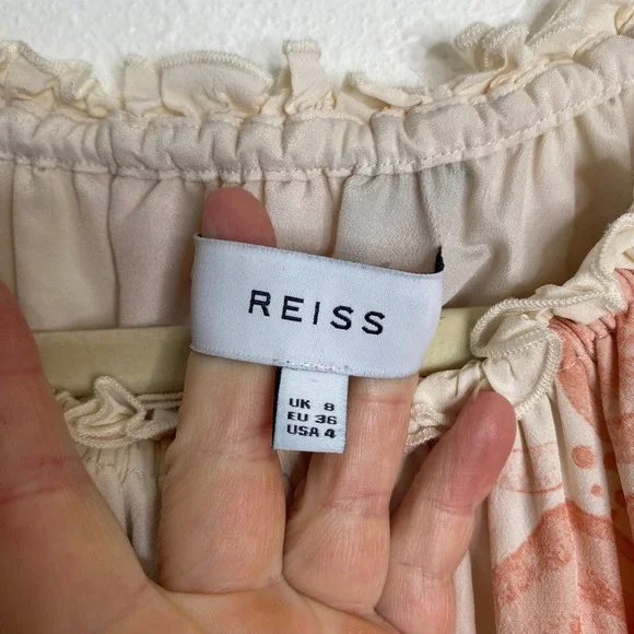 REISS Peaches Floral‎ Bardot Midi Dress Size 4 - Picture 7 of 11